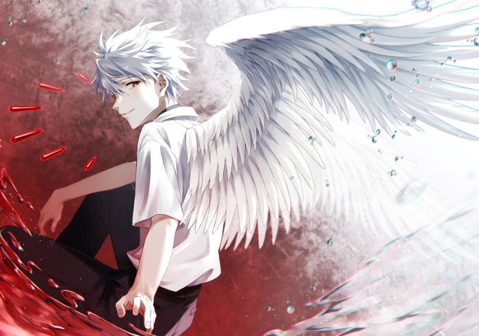Kaworu Nagisa from Neon Genesis Evangelion with Angel Wings