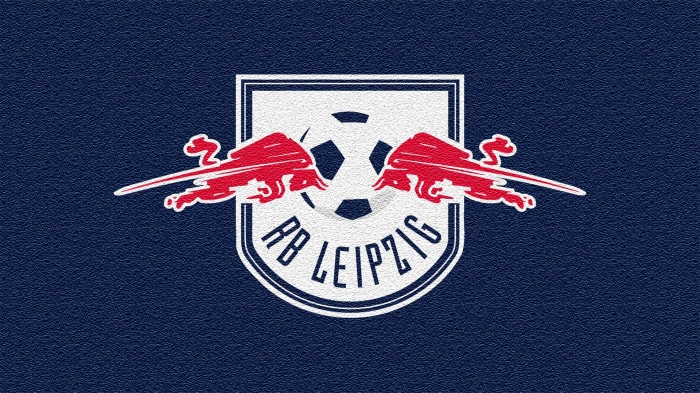 RB Leipzig soccer logo with bulls and ball