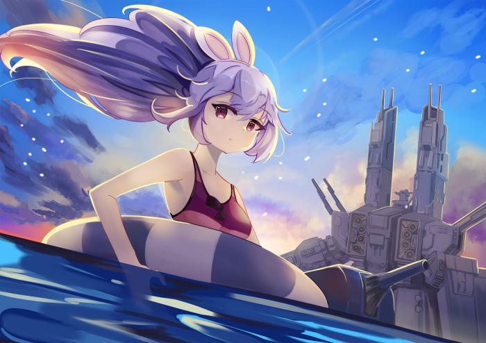 Laffey from Azur Lane on a boat with a mech