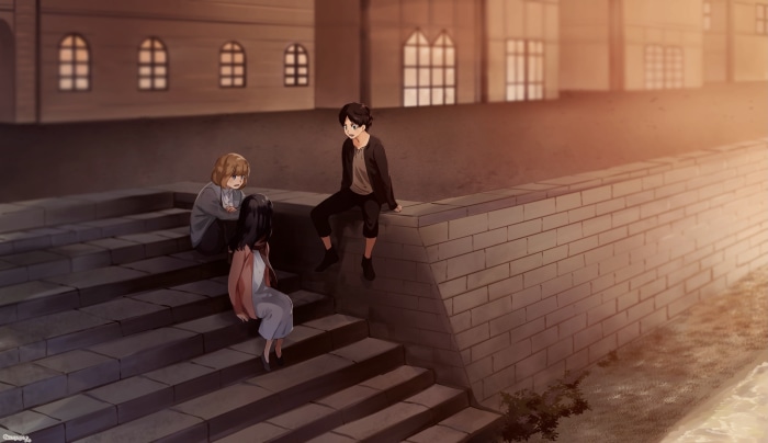 Mikasa, Eren, and Armin from Attack on Titan