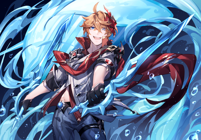 Tartaglia Childe from Genshin Impact with Hydro weapons