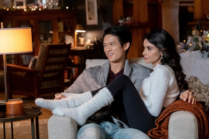 Mikaela Hoover and Harry Shum Jr. in Love Hard