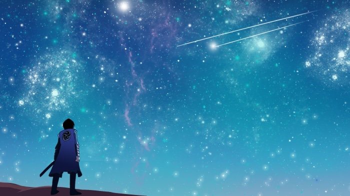 Scissor Seven under a starry sky