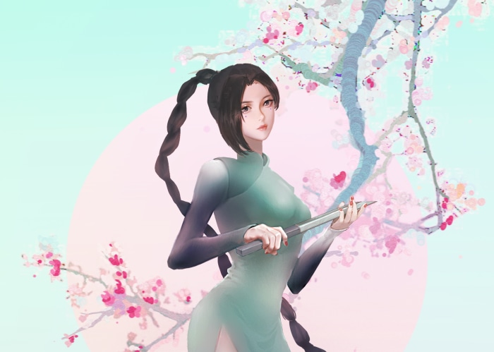 Thirteen from Scissor Seven with a sword