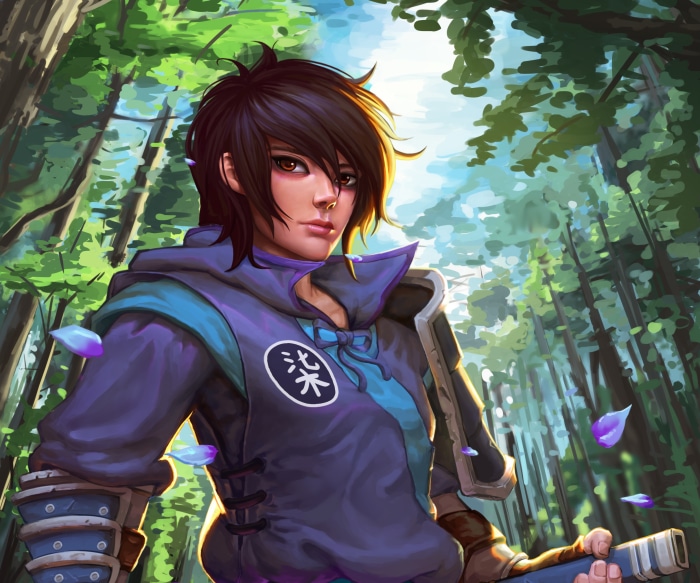 Seven from Scissor Seven in a forest