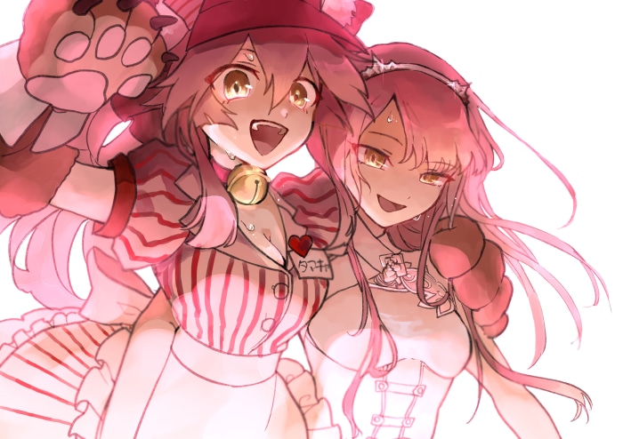 Two anime girls in pink outfits