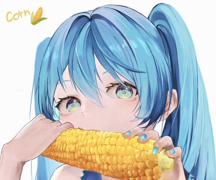 Girl eating corn