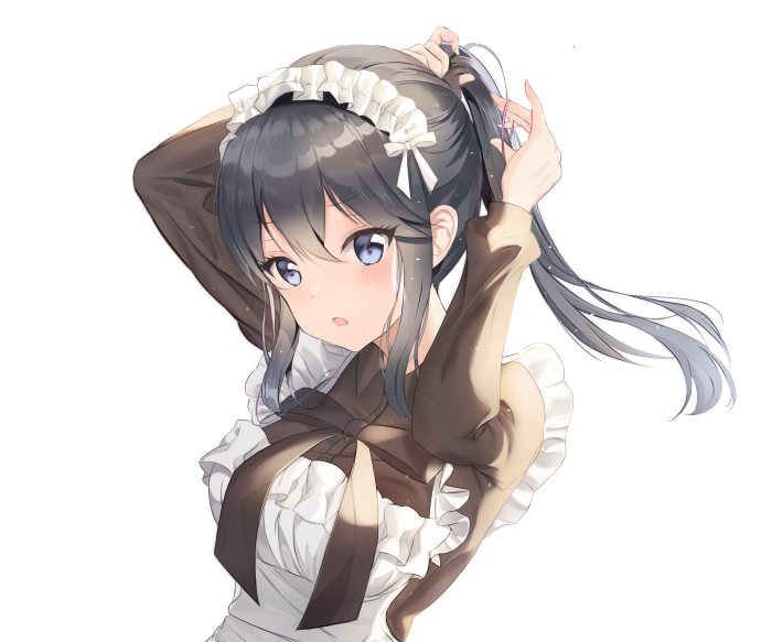 Girl in Maid Outfit Tying Hair