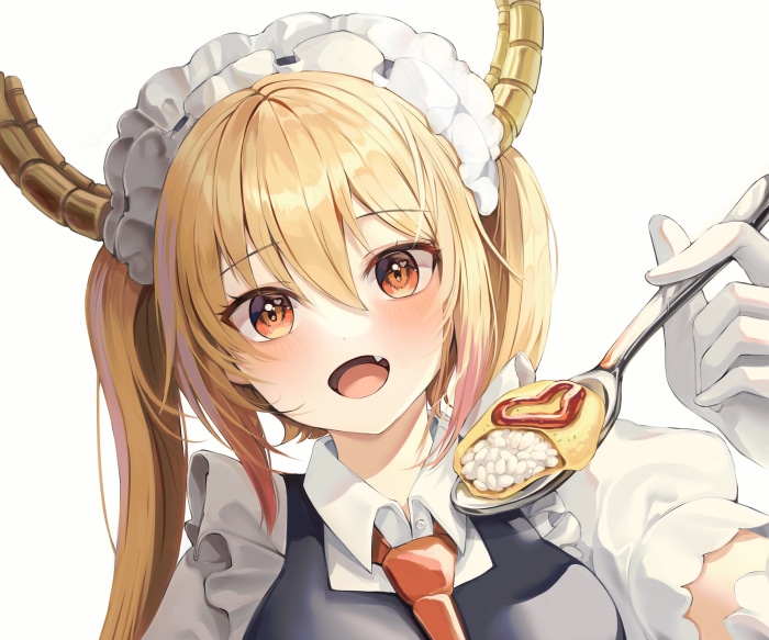Tohru from Miss Kobayashi's Dragon Maid holding food