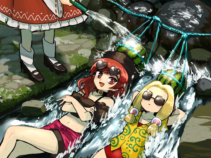 Touhou: Hecatia Lapislazuli and Misumaru Tamatsukuri cooling off
