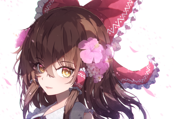 Reimu Hakurei from Touhou Project with flowers