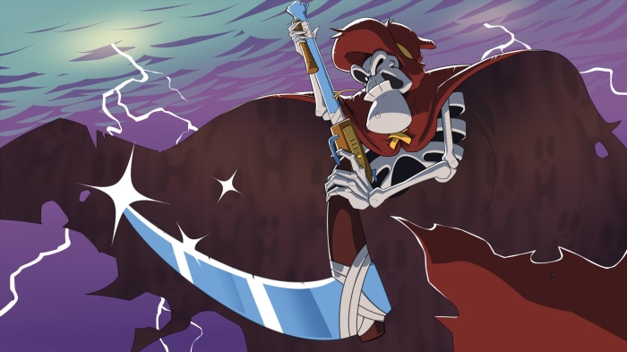 Skeleton with a scythe and a red cloak
