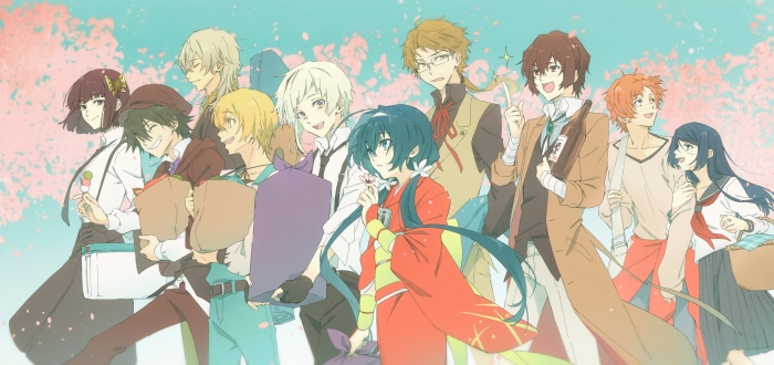 Bungou Stray Dogs characters illustration with cherry blossoms