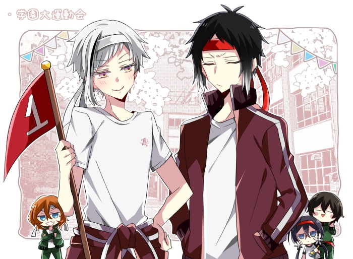Bungo Stray Dogs characters at school sports festival