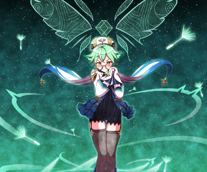 Sucrose from Genshin Impact with wings