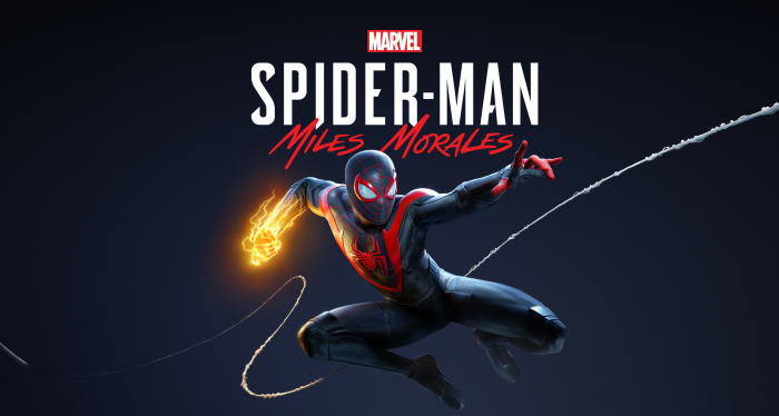 Spider-Man: Miles Morales game title with Miles Morales