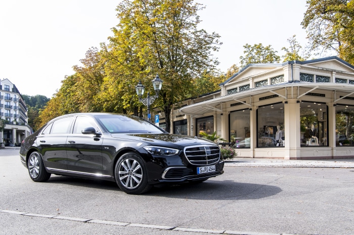 Black Mercedes-Benz S-Class S 680 Guard parked on street
