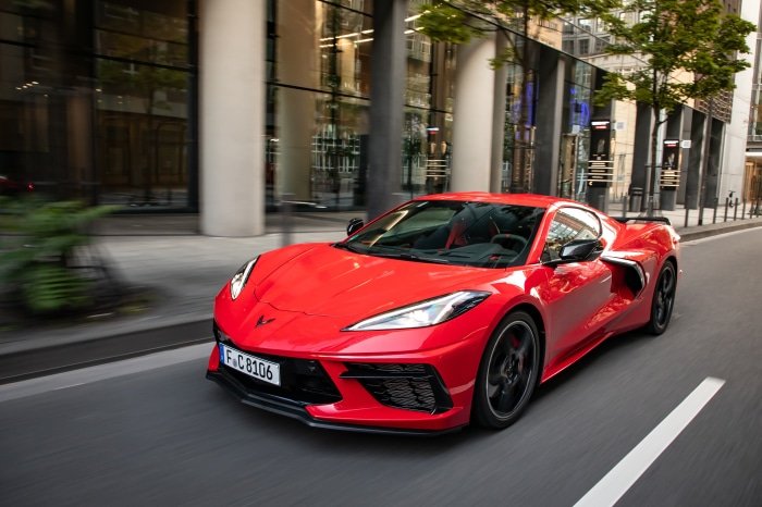 Red Chevrolet Corvette C8 4K