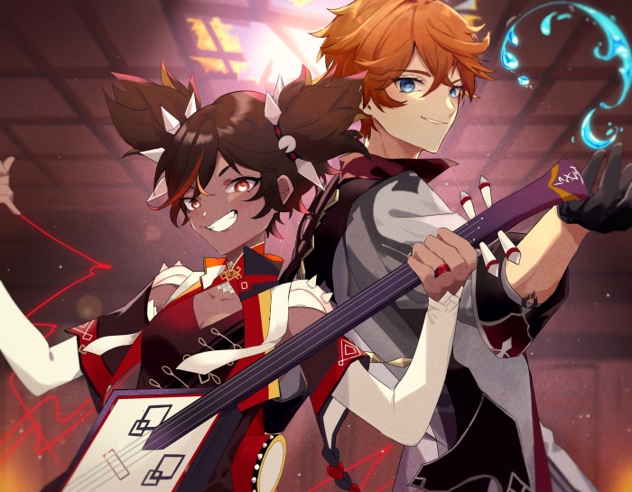Childe and Xinyan from Genshin Impact