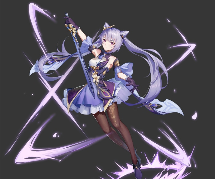Keqing from Genshin Impact with sword