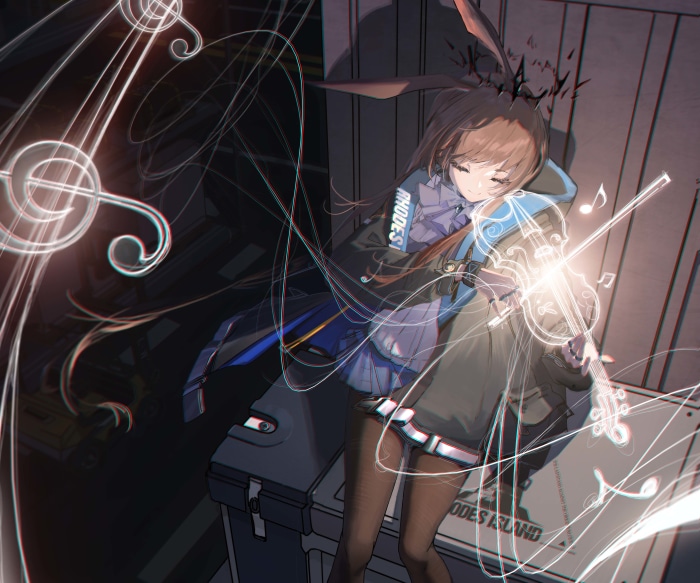 Amiya from Arknights playing violin