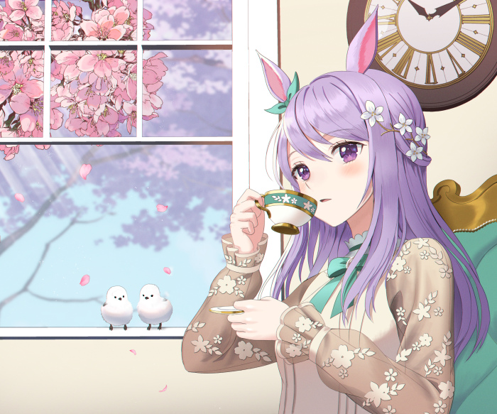Mejiro McQueen from Uma Musume: Pretty Derby drinking tea