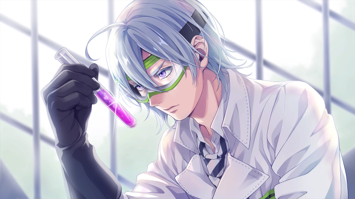 Silver from Twisted Wonderland holding a test tube