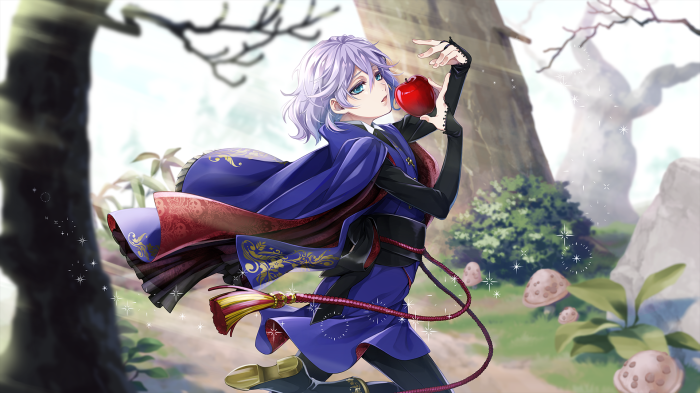 Epel Felmier from Twisted Wonderland holding an apple