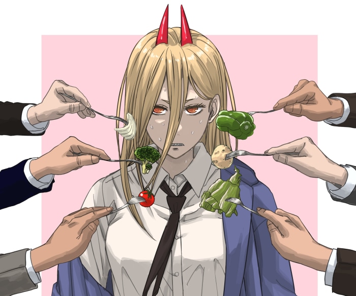 Power from Chainsaw Man with vegetables