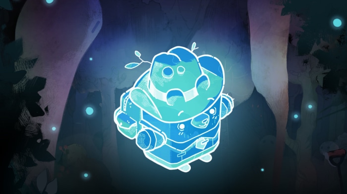 Cozy Grove character in a mystical forest