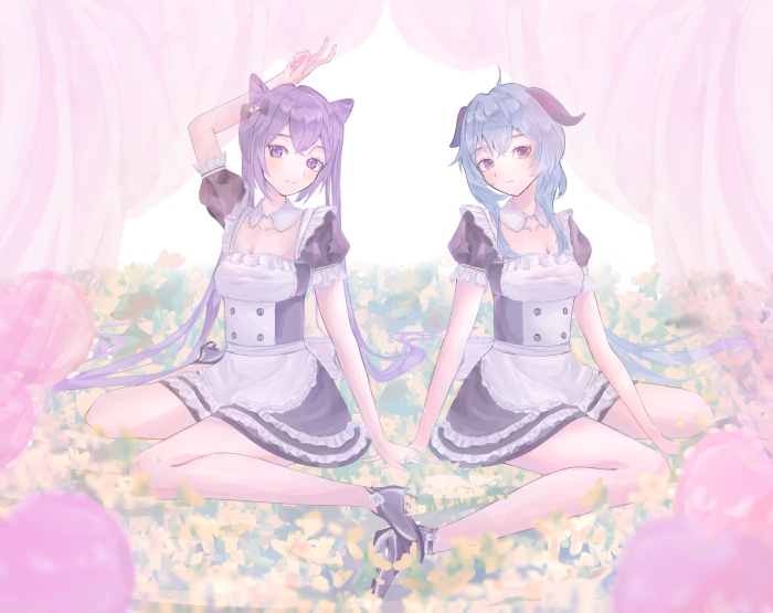 Keqing and Ganyu from Genshin Impact as maids
