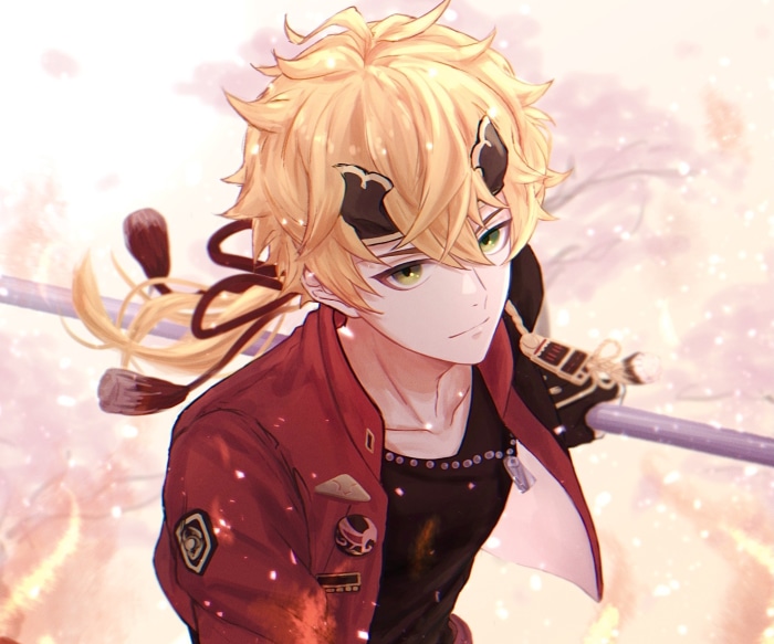 Thoma from Genshin Impact with a sword