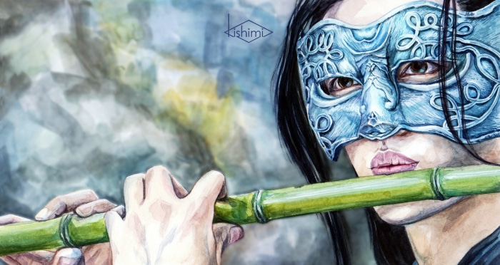 Wei Wuxian from The Untamed playing a flute