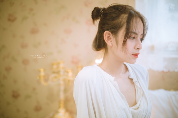 Young Vietnamese woman with hair in a bun