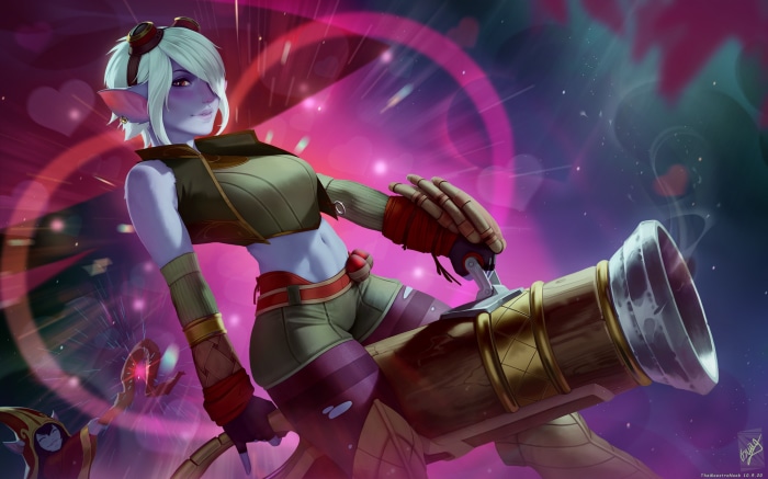 Tristana from League of Legends with a cannon