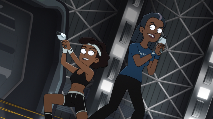 Two women holding phasers in Star Trek: Lower Decks