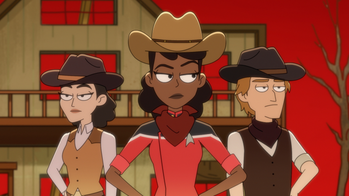 Star Trek: Lower Decks characters in cowboy attire