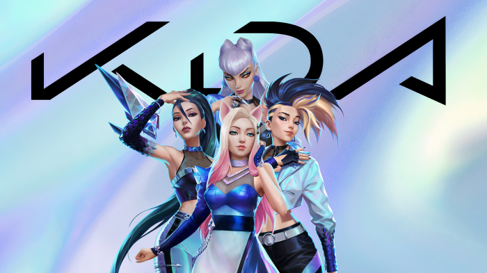 K/DA ALLOUT digital art featuring Ahri, Akali, Evelynn, KaiSa