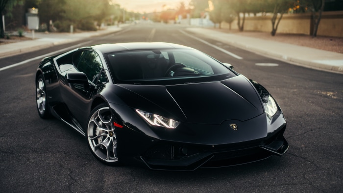 Black Lamborghini Huracan 4K on a Road