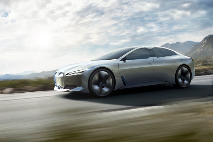 BMW i Vision Dynamics concept electric car driving on road