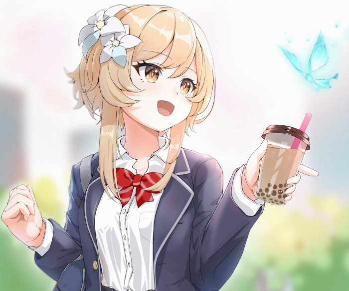 Lumine from Genshin Impact with Boba and Butterfly