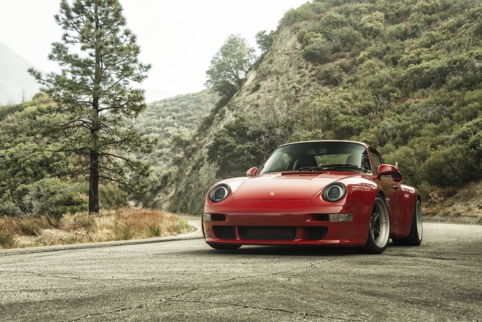Red Porsche 993 Gunther Werks 400R on Mountain Road