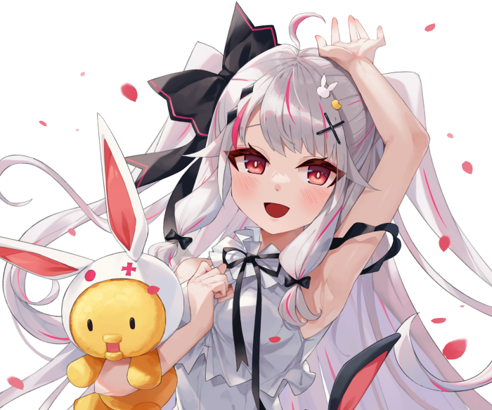 Yorumi Rena from Nijisanji with a plush toy