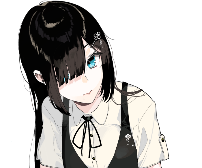 Girl with Aqua Eyes and Black Hair