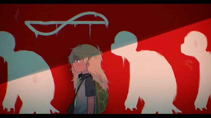 Hazel from Infinity Train with shadowy figures