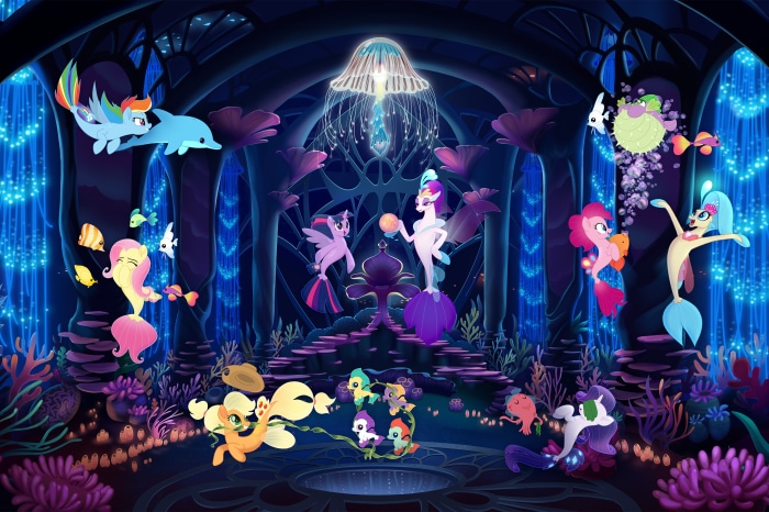 My Little Pony characters in an underwater kingdom