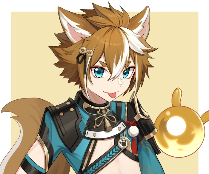 Gorou from Genshin Impact with animal ears