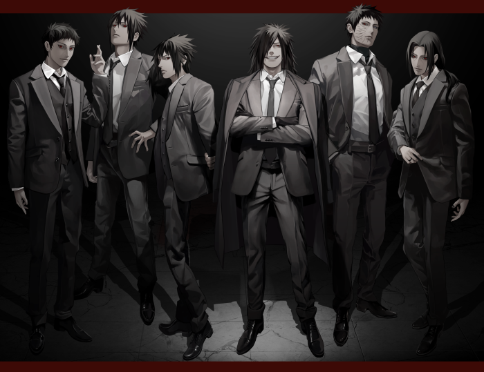 Uchiha Clan characters in suits