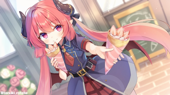Akashi Junko from Blue Archive holding crepes