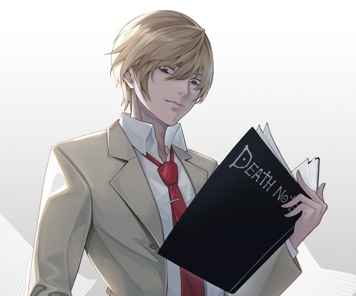Light Yagami from Death Note holding the Death Note